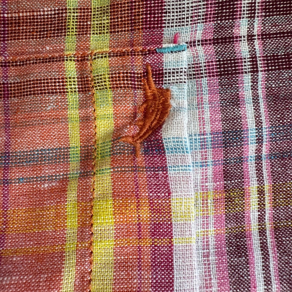 Tommy Bahama Linen Blend Plaid Long Sleeve Button Up Shirt Mens XL Coral Preppy - Picture 10 of 10